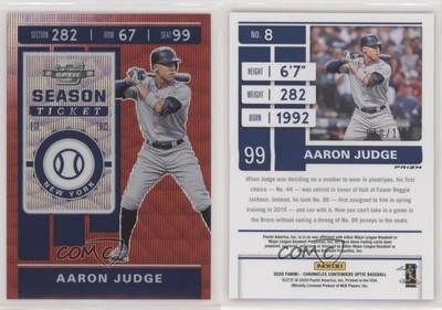 2020 Panini Chronicles Contenders Optic Ruby Wave Prizm /199 Aaron Judge #8