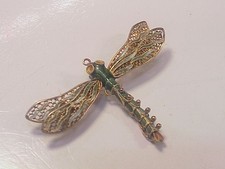 Vintage Silver Enameled Dragonfly Pin