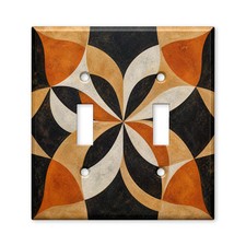 Geometric Flower Tile Orange Decorative Switch Plate Cover for Light Switch
