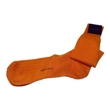 Ralph Lauren Purple Label Mens Made In Italy 100% Linen Casual Dress Socks Orang