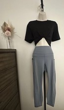 Fabletics Grey Leggings High Waisted With Side Pocket Size US S/M