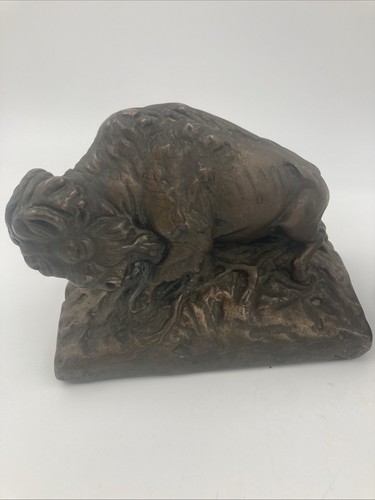 2 Fermalibri Vintage Armatura Bronzo Bufalo Bisonte Art Decò - Foto 2 di 12
