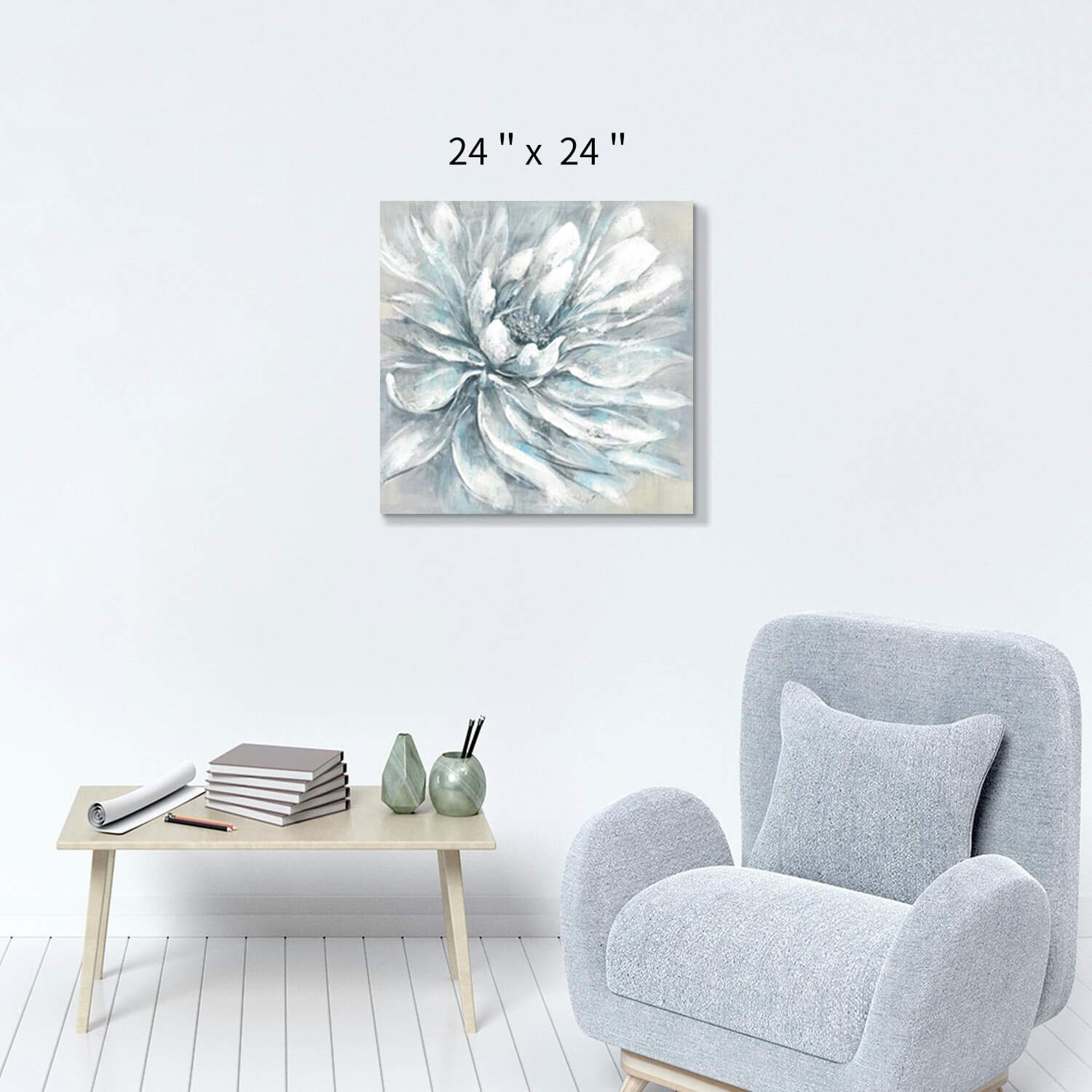 Flower Bloom Abstract Wall Art: Floral Artwork Hand Painted Painting on Wrapp...