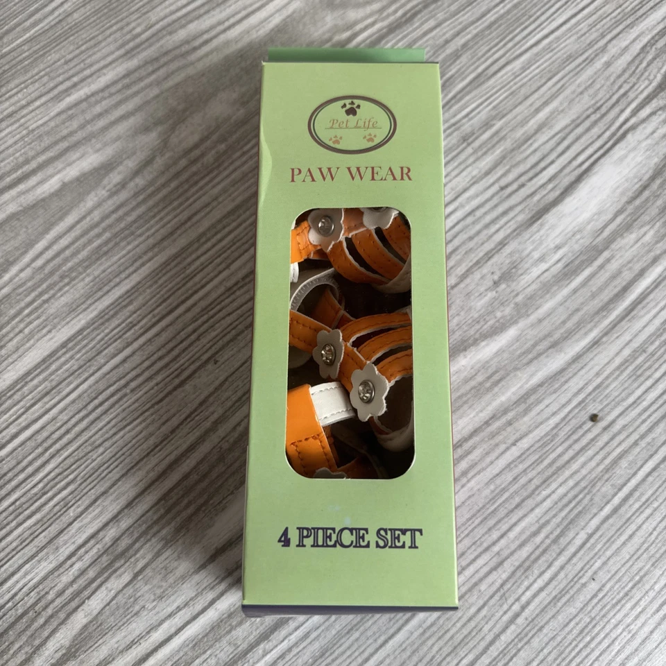 Zapatos para perros Pet Life Paw Wear talla M sandalias naranja y blanco calzado protector Foto 2 de 4