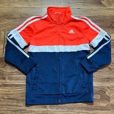 Adidas Full Zip Sweater Mock Neck Sweatshirt Polyester Sweater Boys Blue Size 7