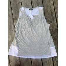 NWT Banana Republic Tank with Chiffon-like detail - Gray/White - Size Large