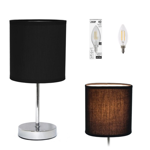 LT2007-BLK-LB Basic Chrome Mini Table Lamp for Living Room, Nightstand, Desk,...