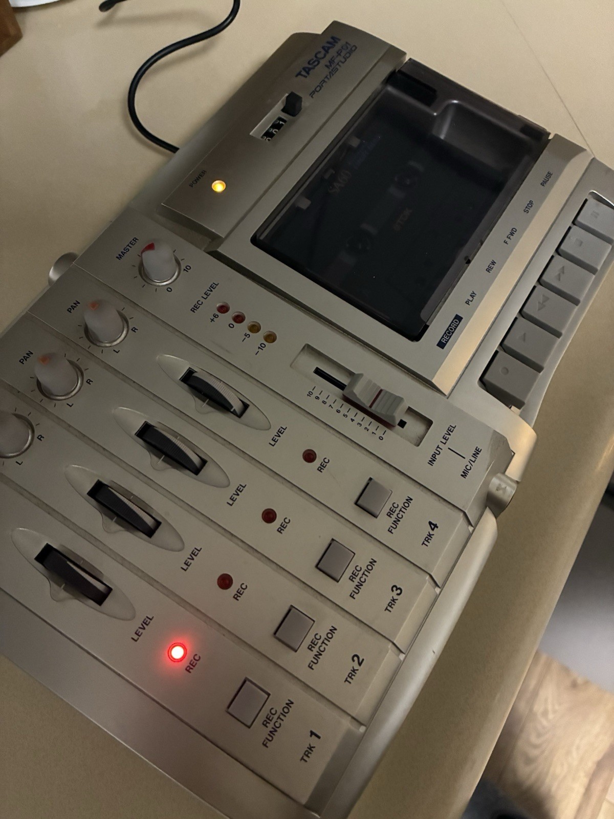 Tascam MF-P01 Portastudio 4 Track Cassette Recorder w/ Power Supply WORKS