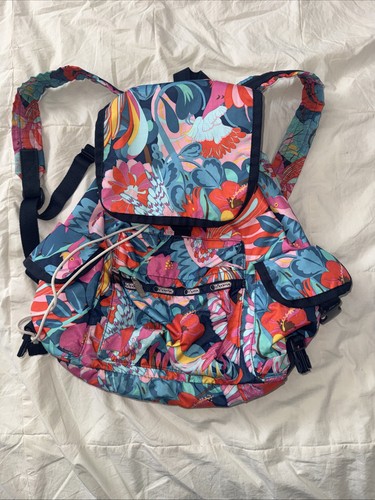 Le SportSac Backpack with Bird and Flower Design Adjustable Strap - Picture 1 of 7