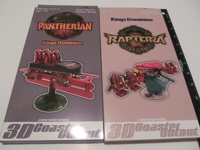 2 PC KINGS DOMINION ROLLER COASTER KIT RAPTERRA & PANTHERIAN 3D COASTER CUTOUTS
