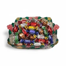 Pair of Vintage Lucite Floral Covered Dishes – 1950s/60s Hand-Painted Flower Rel