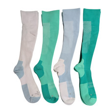 Tommie Copper 4 Pack ErgoFit Compression OTC Socks - Blue/Green Small