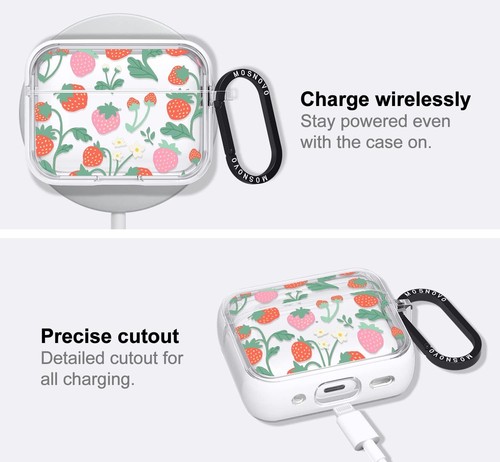 Stylish Clear Case for AirPods Pro 2 - Strawberry Garden - Bild 7 von 8