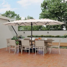 15ft Large Double Sided Patio Outdoor Umbrella With Crank For Pool Lawn Backyard