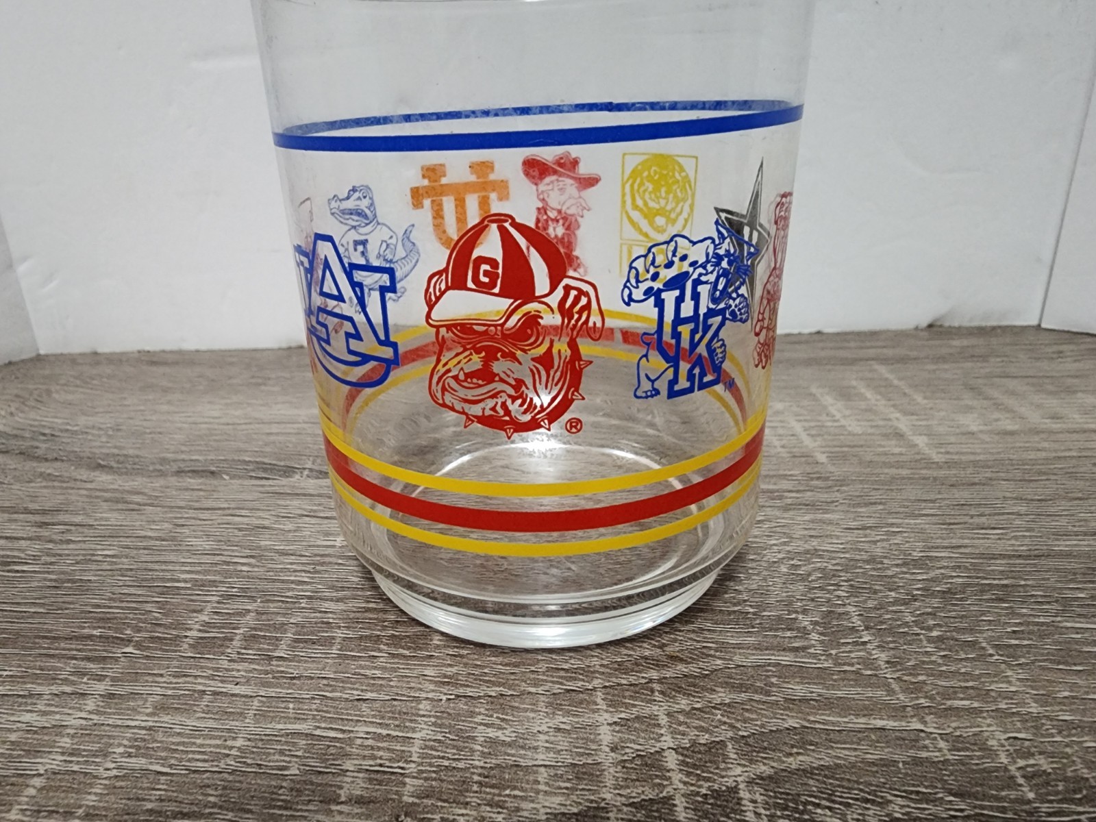 Vtg Southeastern Conference Highball Glass College Logos SEC Florida Alabama LSU