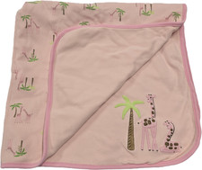 Vintage Gymboree 2005 2006 In the Jungle Pink Giraffe Palm Tree Baby Blanket