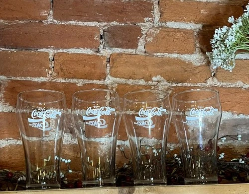 Vintage Coca-Cola Enjoy Coke Glasses Set of 4 | 6" Tall Coke Tumblers