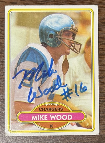 MIKE WOOD AUTOGRAPHED 1980 TOPPS FOOTBALL CARD # 48 SAN DIEGO CHARGERS - Picture 1 of 5