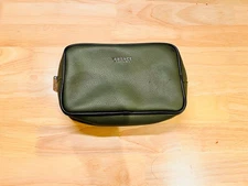 🔥 Versace Turkish Airlines Empty Toiletries Bag Green Pebbled Amenities Dop Kit