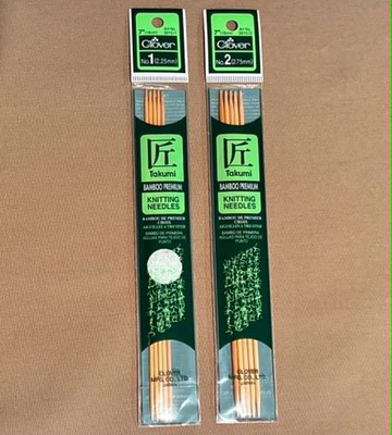 2 Packs CLOVER Bamboo Knitting Needles 7'' Numbers 1, 2 JAPAN 3015/1 3015/2