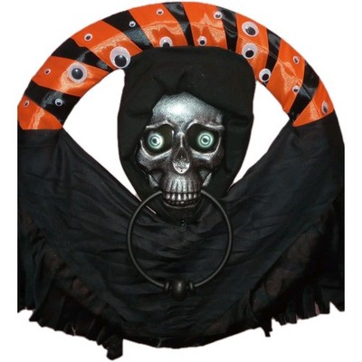 OOAK Animated Talking 18x18 Handmade wreath Wall Decor- Halloween Grimm Reaper