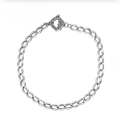 Wave Loop Link Halskette in Sterlingsilber 20 cm 43,45 Gramm