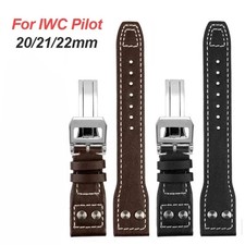 Genuine Leather Watch Strap for IWC Pilot 22mm 21mm 20mm Steel Folding Buckle