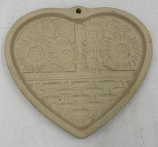 Pampered Chef Sunflower Basket Heart 1994 Stoneware Cookie Mold