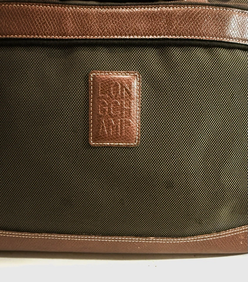Longchamp Boxford Briefcase Travel Bag Laptop Bag Olive Green Brown Men’s - Image 3 of 4