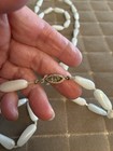 VTG 46” Milky White Glass Beaded Flapper Style Necklace Filigree Clasp — photo 6