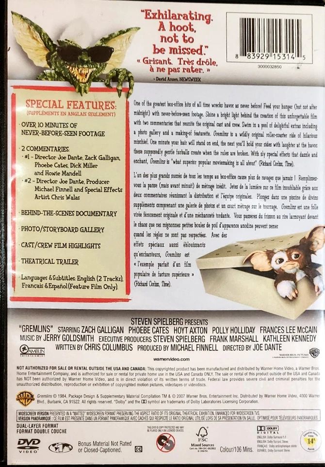 Gremlins (DVD, 2010, Canadian Special Edition) - Image 3 of 3