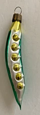 Vintage NEW Midwest Pea Pod Blown Glass Ornament Green Germany 5"