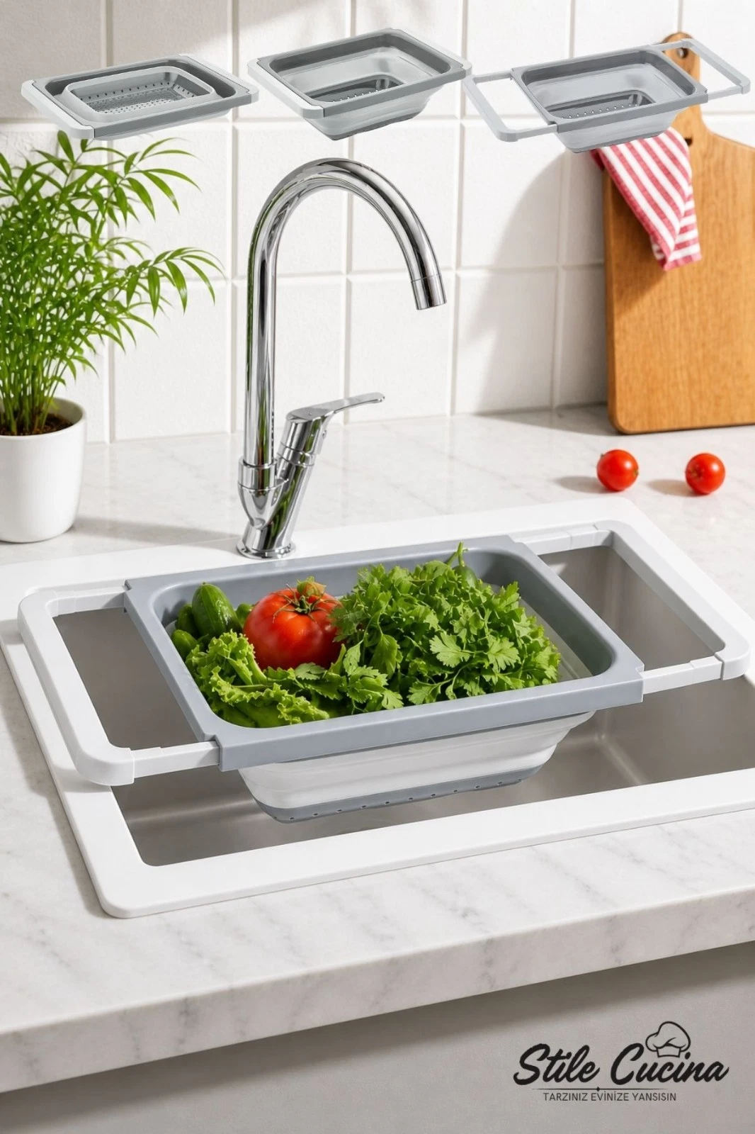 Collapsible Over Sink Colander Basket 5.5L Adjustable Strainer Foldable Fruit Ve
Opens in a new wind