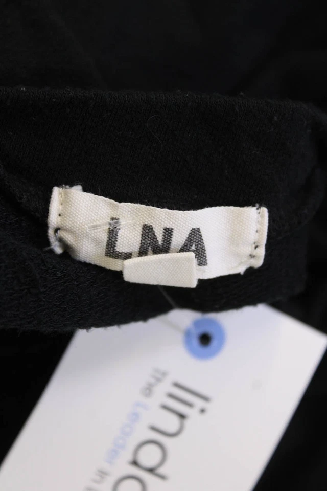 Blusa de malha LNA feminina texturizada gola redonda manga longa casual preta tamanho XS - Imagem 4 de 4