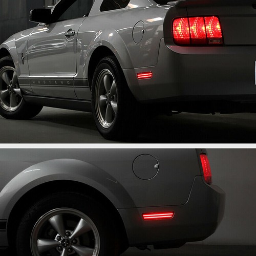 For 2005-2009 Ford Mustang Smoke Lens Red Lamp LED Rear Bumper Side Marker Light - Picture 8 of 10