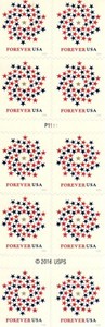 US Scott # 5131 PATRIOTIC SPIRAL STARS (2016) Booklet of 10 MNH FOREVER BELOW FV
