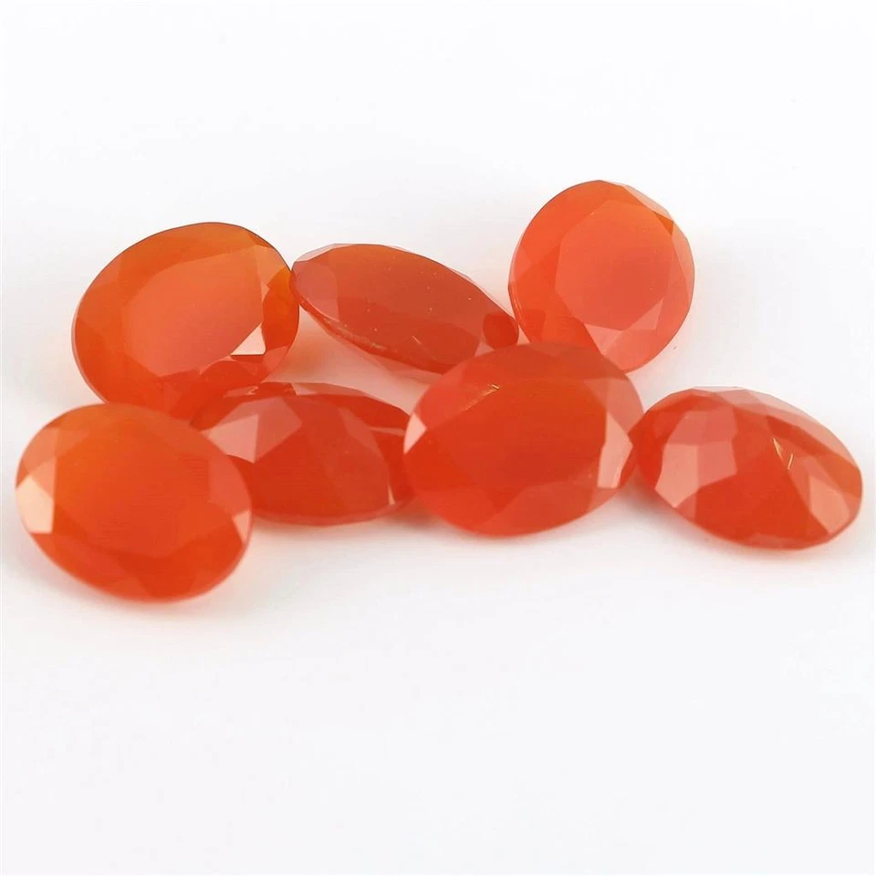 Wholesale Lot 12x10mm Oval Faceted Natural Carnelian Loose Calibrated Gemstone - Image 2 of 4