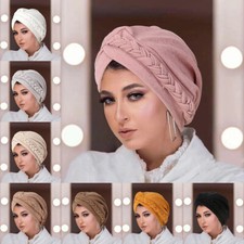 Muslim Women Braids Turban Hat Beanies Wrap Chemo Cap Bonnet Hair Loss Headwear