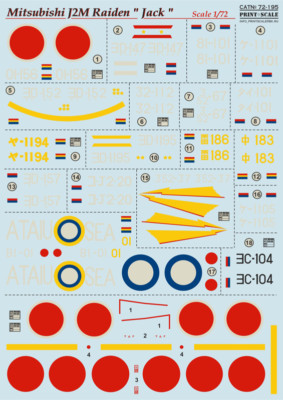 Print Scale 72-195 1/72 scale Decal for airplane - Mitsubishi J2M Raiden World