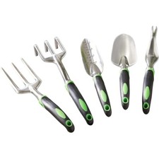 5 teiliges Garten Handwerkzeug Set, Rechen, Handkelle, Unkrautstecher, Grubber, Pflanzmaschine