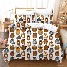 3D Owl Deer Fox Bear Cartoon Quilt Cover Set Duvet Cover Bedding Pillowcases