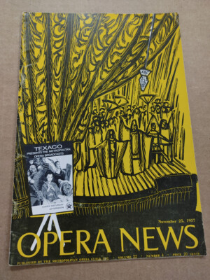 Opera news Magazine November 25 1957 M107 | eBay