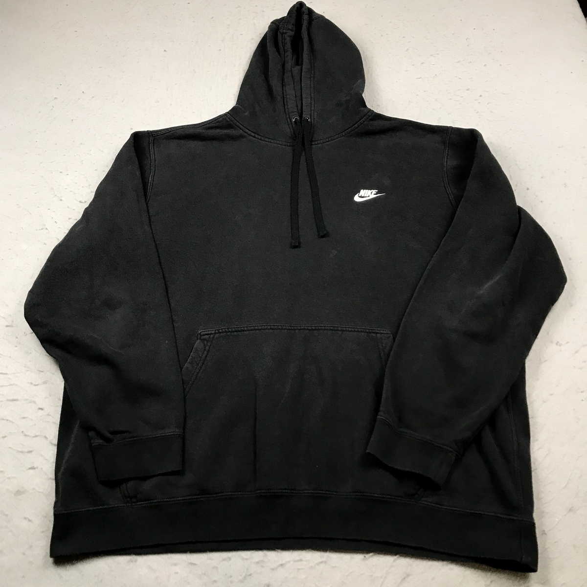 Nike Hoodie Mens 2XL Black Sweatshirt Fleece Pullover Logo Essential Sweater