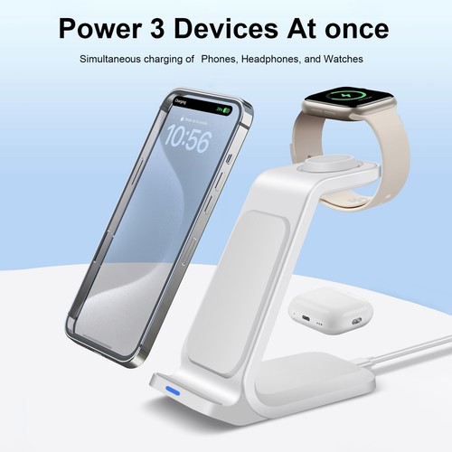 3In1 Wireless Charger Charging Station For Apple Watch iPhone 15 14 13 12 11 XS - Picture 21 of 26