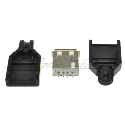 5Stks USB2.0 Type-A Plug 4-pin female Adapter Connector jack&Black Plastic Cover