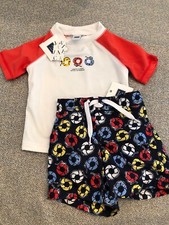 NWT Janie and Jack baby boy swim suit 2-piece lifeguard rashguard SET 3 6 TWINS