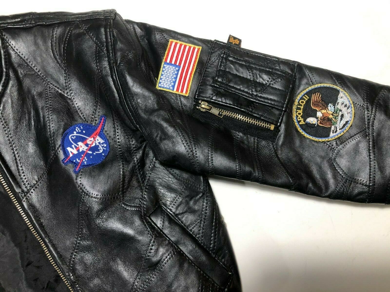 [Sehr beliebt] Leather NASA Bomber Aviator Jacket Black eBay Industries | - 4T RARE - Size Alpha 