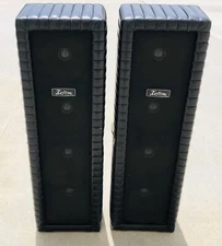 Pair of Vintage Kustom 302-PA  Naugahyde Tuck & Roll PA Speakers 57”x17”x11.5”