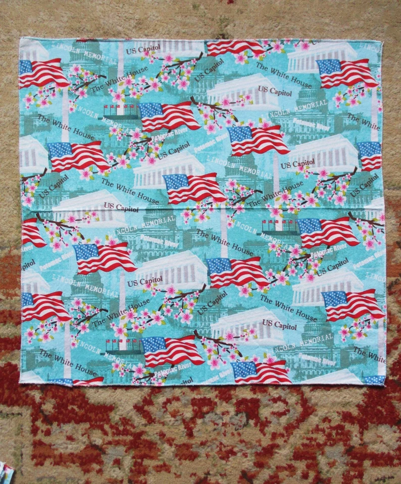 Servilletas Washington DC 10 banderas americanas de algodón monumentos patrióticos 4 de julio Foto 2 de 4