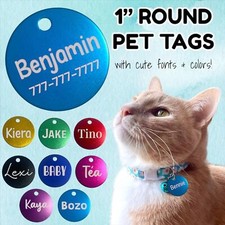1 Customized Round Pet ID Tag for Cats Small Dogs